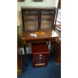 A late George III mahogany and inlaid bonheur du jour, 58.5cm wide.