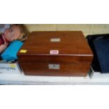 A Victorian mahogany sewing box, 30cm wide.