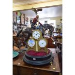 A 19th century style brass four dial combination clock, barometer,