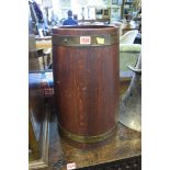 A Lister coopered teak and brass bound stickstand, 49cm high.