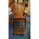 A 19th century mahogany, cane and brass mounted folding campaign chair,