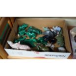 A small quantity of malachite and other hardstone figures.