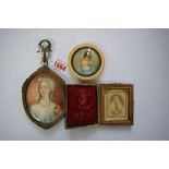 European School, head and shoulders portrait miniature of Lady Digby, indistinctly signed, on ivory,