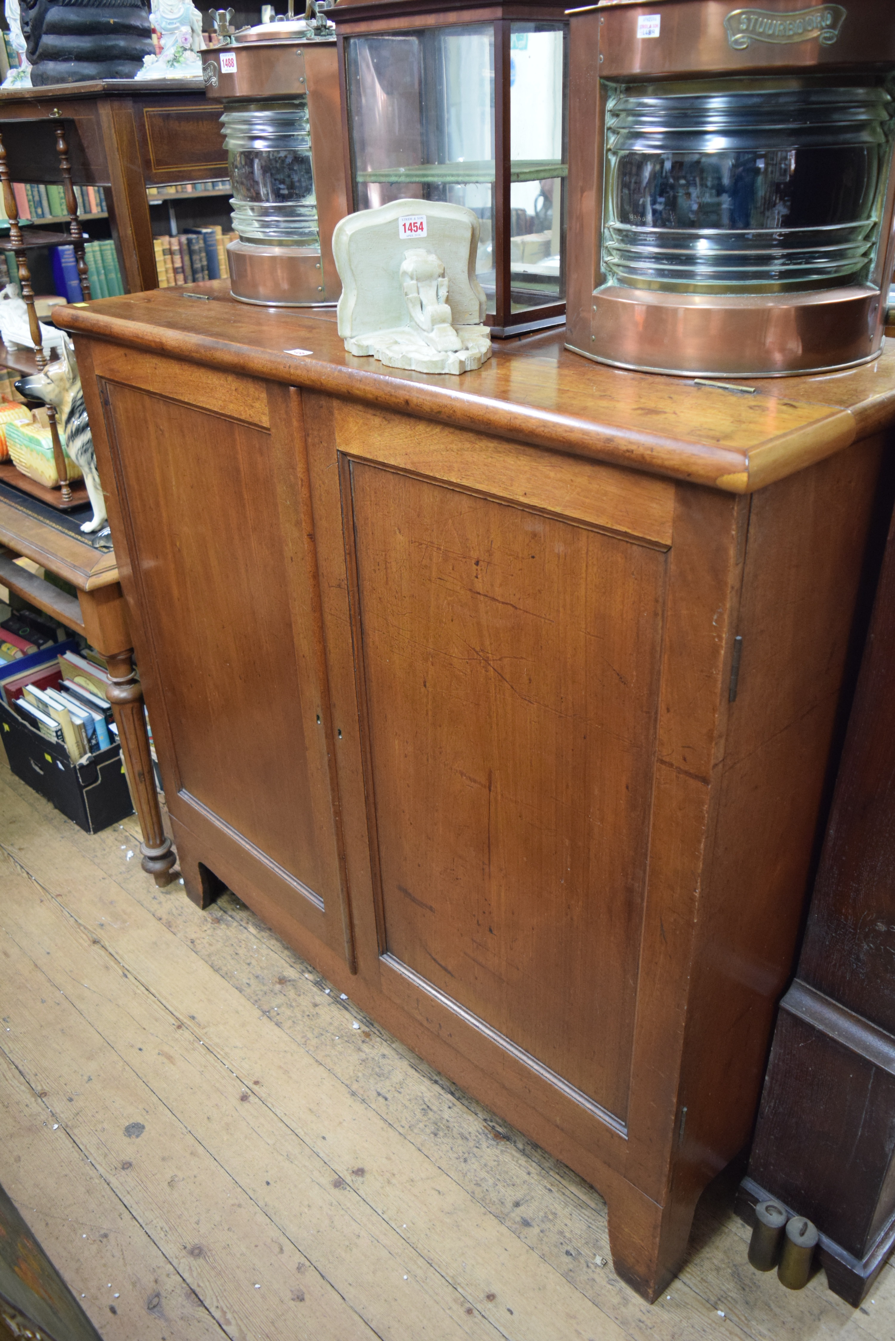 An unusual 19th century mahogany dwarf linen press, 120cm wide.