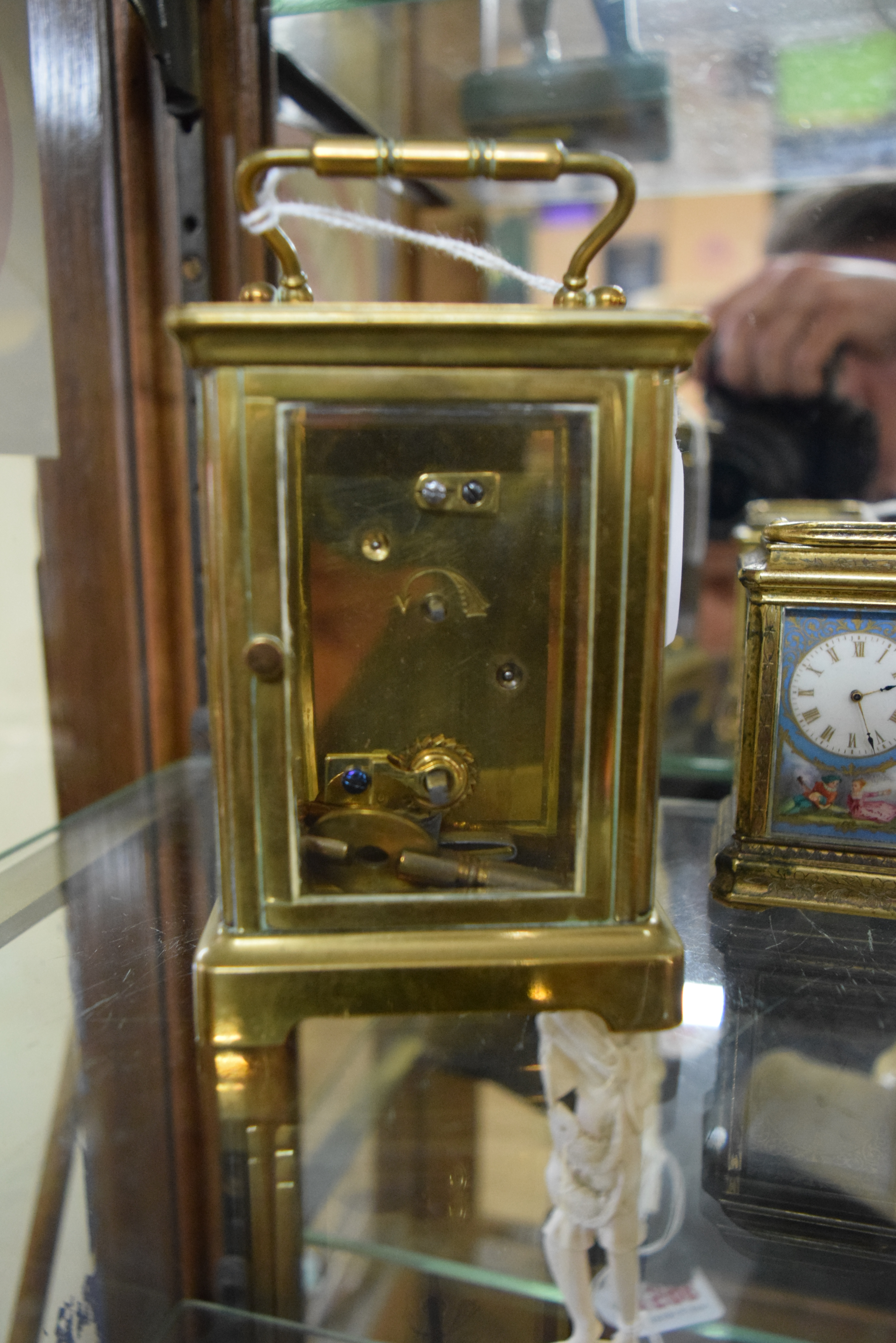 An old brass carriage timepiece, the enamel dial inscribed 'T & J Perry, 224 Regent St, W. - Image 3 of 5
