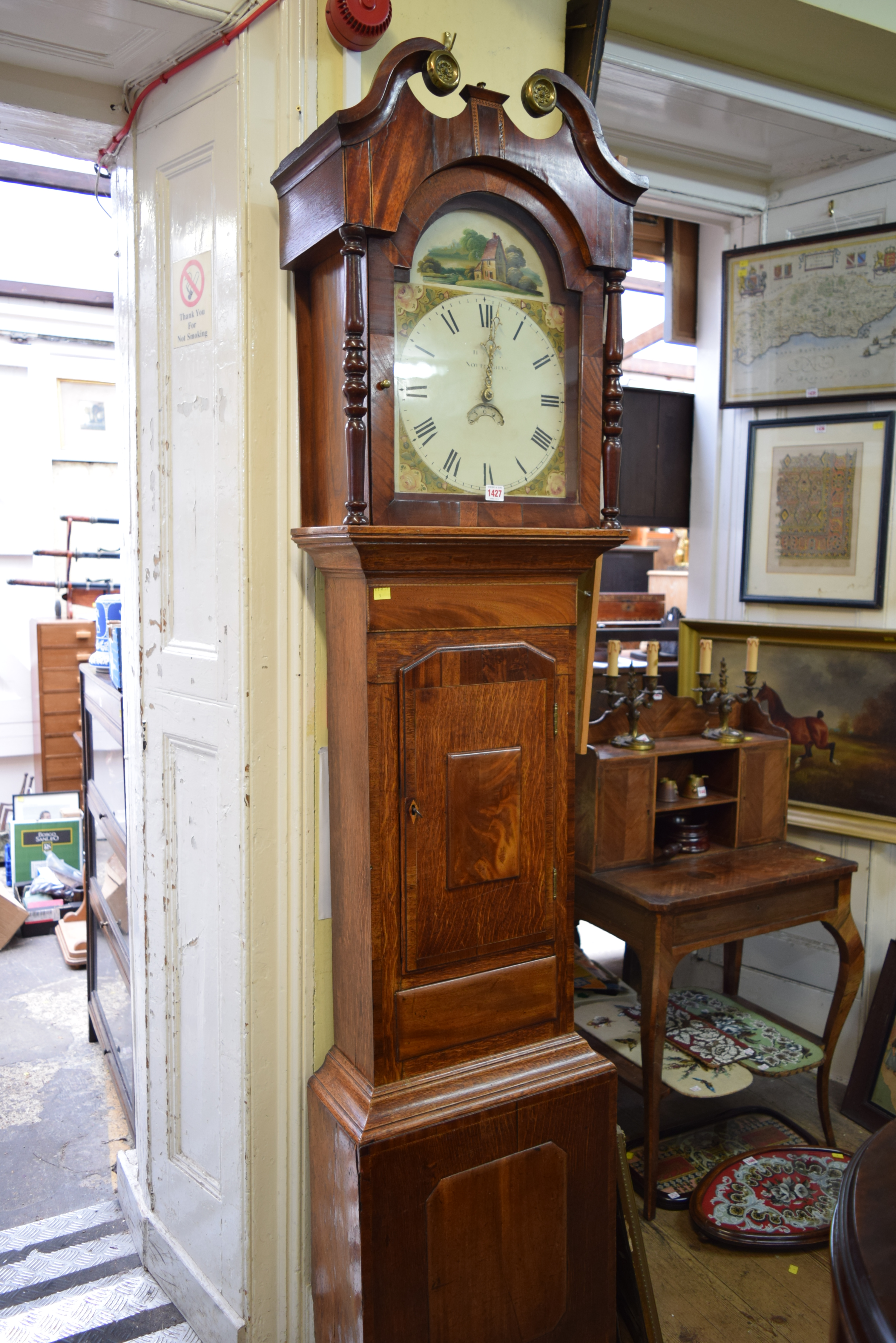A 19th century oak, mahogany and line inlaid longcase clock,