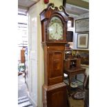 A 19th century oak, mahogany and line inlaid longcase clock,