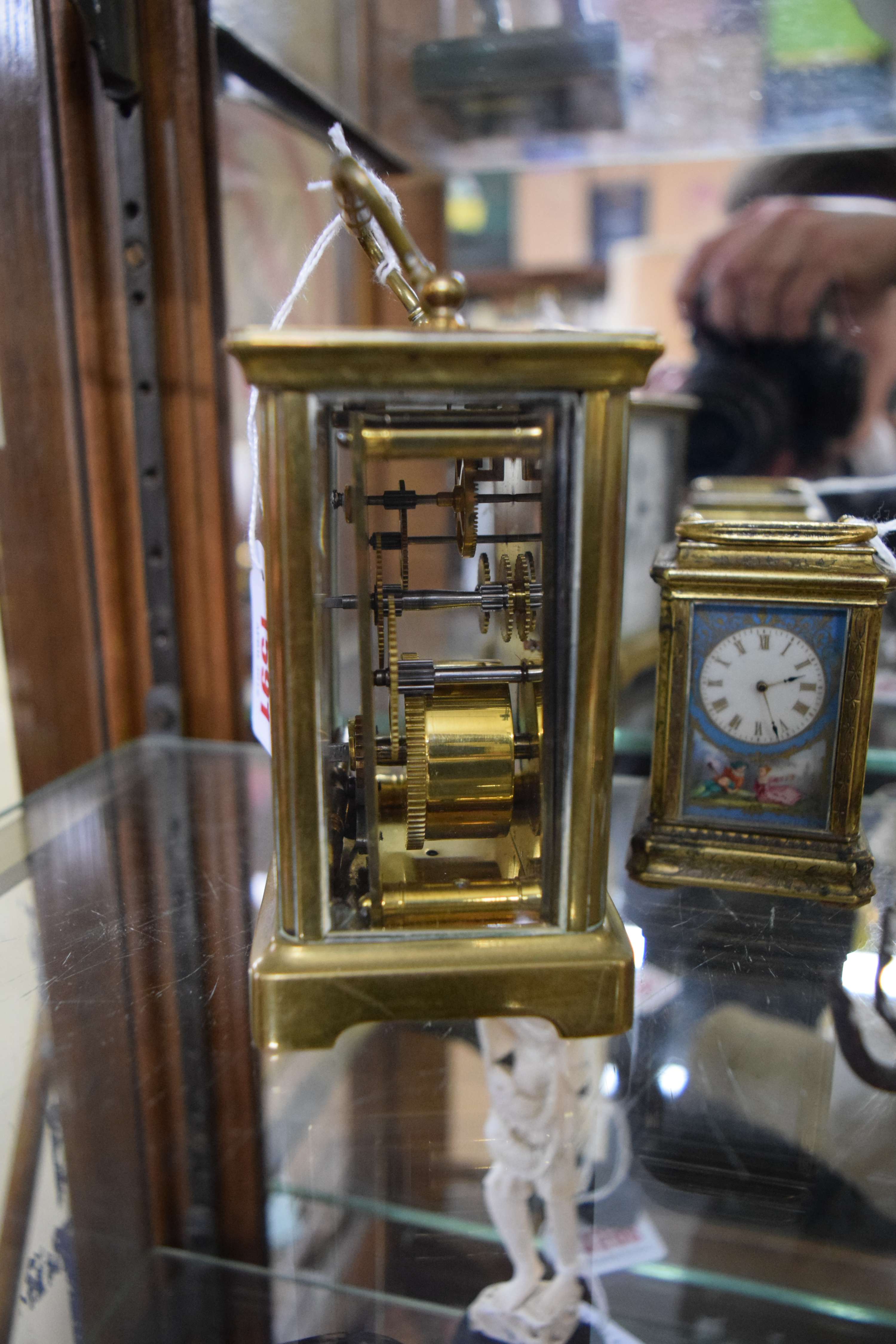 An old brass carriage timepiece, the enamel dial inscribed 'T & J Perry, 224 Regent St, W. - Image 4 of 5