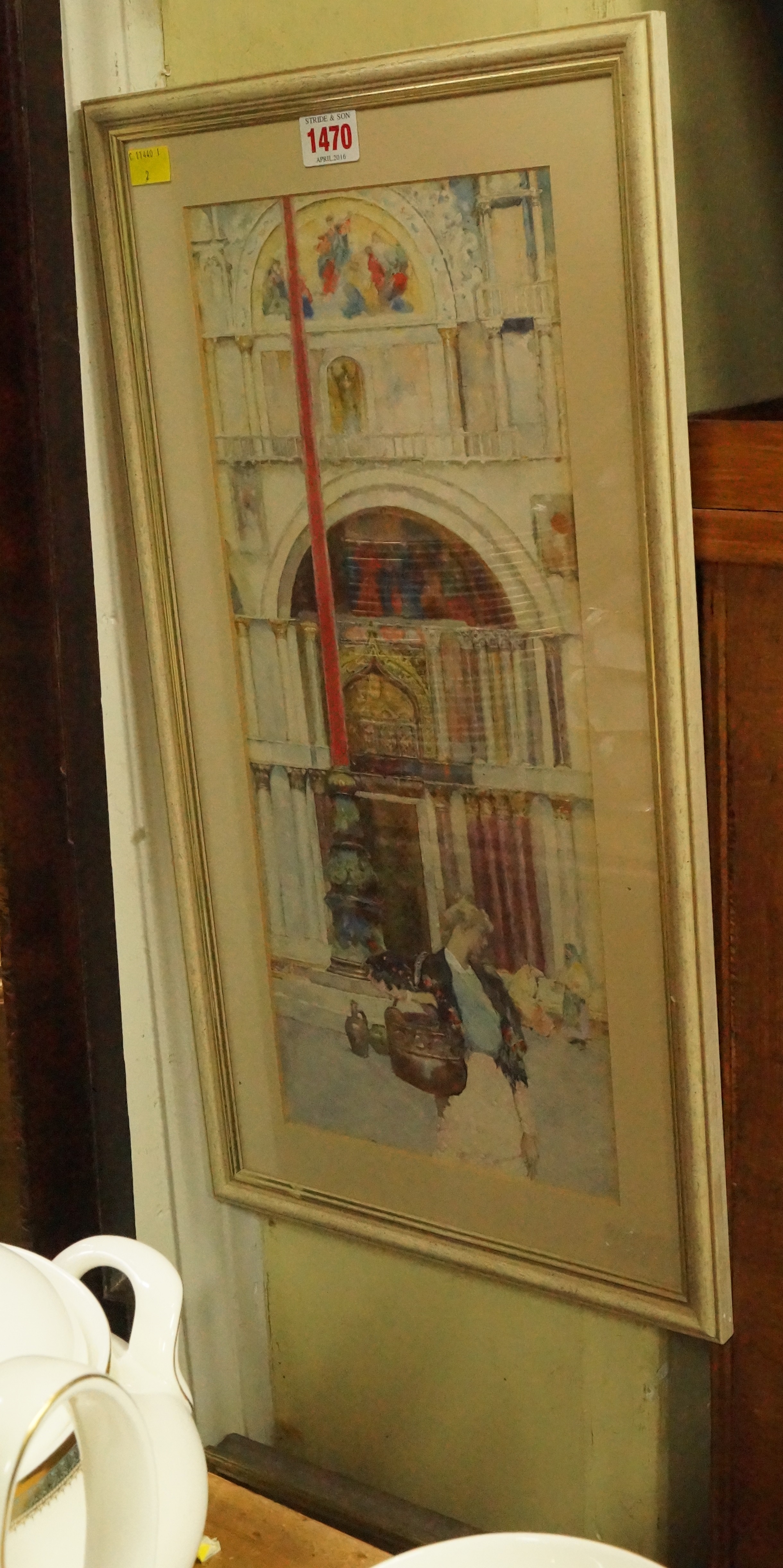 David Woodlock, 'St Mark's Square,Venice', signed, watercolour, 46.5 x 20cm. - Image 3 of 6