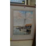 Brian Peskett, Bosham Sailing Club, signed, watercolour, 36.5 x 27.