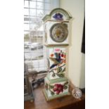 An early 20th century French Luneville pottery miniature longcase timepiece,