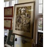 Keith Michell, self portrait of himself as Henry VIII, signed and dated Xmas 72,