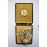 A late Victorian head and shoulders portrait miniature of a lady, watercolour on paper, 6.2 x 4.