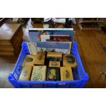 Nine various Mauchlinware boxes; together with a small quantity of Mauchlinware,