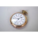 A vintage gold plated Crest pocket watch, having white enamel 4.