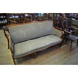 A 19th century French walnut and upholstered settee, 176cm wide.