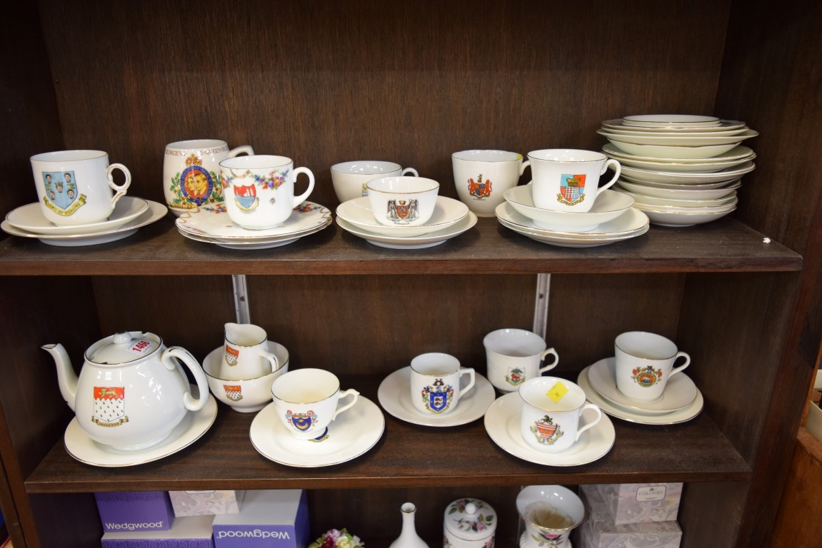 A small quantity of crested china, to include: a Chichester four piece tea set,