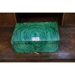 An old malachite jewellery type casket, 22cm wide, (chips).