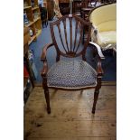 A good reproduction set of six George III style mahogany dining chairs,