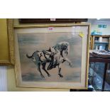 A Chinese batik picture of a horse, 34 x 42cm.