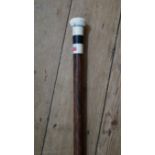 A sailor's made marine ivory and hardwood walking cane.