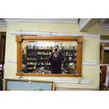 A Victorian birds eye maple framed overmantel mirror, 89.5 x 57.5cm.