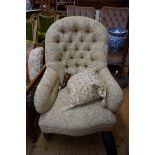 A Victorian button upholstered occasional armchair,