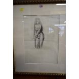 Manner of Augustus John, full length nude, various inscribed, pencil, 38 x 27.5cm.