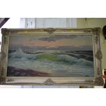 John Waar, a seascape, signed, oil on canvas, 39.5 x 80cm.