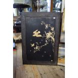 A large pair of Japanese lacquered and bone inlaid rectangular panels,