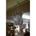 A pair of old faceted lustre bag chandeliers.