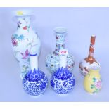 Six various Oriental vases.