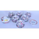 A set of six Chinese famille rose black ground bowls,