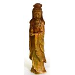 A Chinese carved soapstone figure of Guanyin, 31.5cm high.