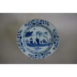 A Chinese blue and white plate, late 18th century, 23cm diameter.