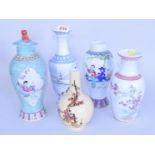 Five various Oriental vases.