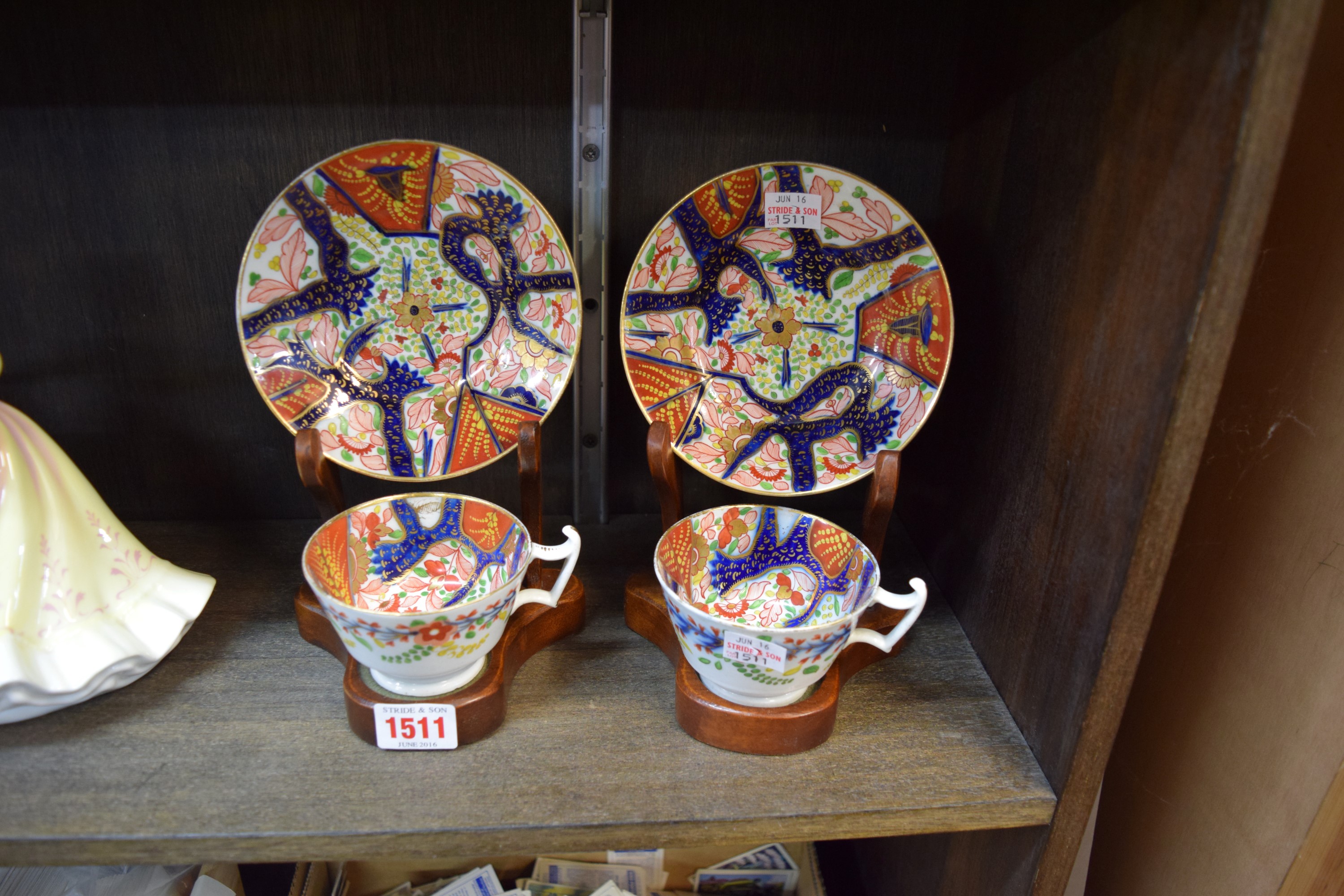 A pair of early 19th century English Imari porcelain teacups and saucers. - Image 2 of 2