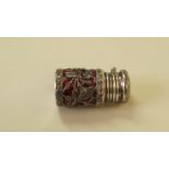 A Victorian silver mounted ruby glass scent bottle, by Samson Mordan & Co, London 1889, 5.