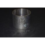 Of Motorcycling Interest: an early 20th century silver plated napkin ring,