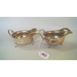 A pair of Britannia standard silver sauce boats, by The Goldsmiths & Silversmiths Co Ltd,