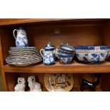 A Booths Real Old Willow pattern part tea and dinner service, to include: an octagonal bowl, 23.