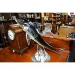 A Murano style clear and smoke glass dolphin, 38cm high.