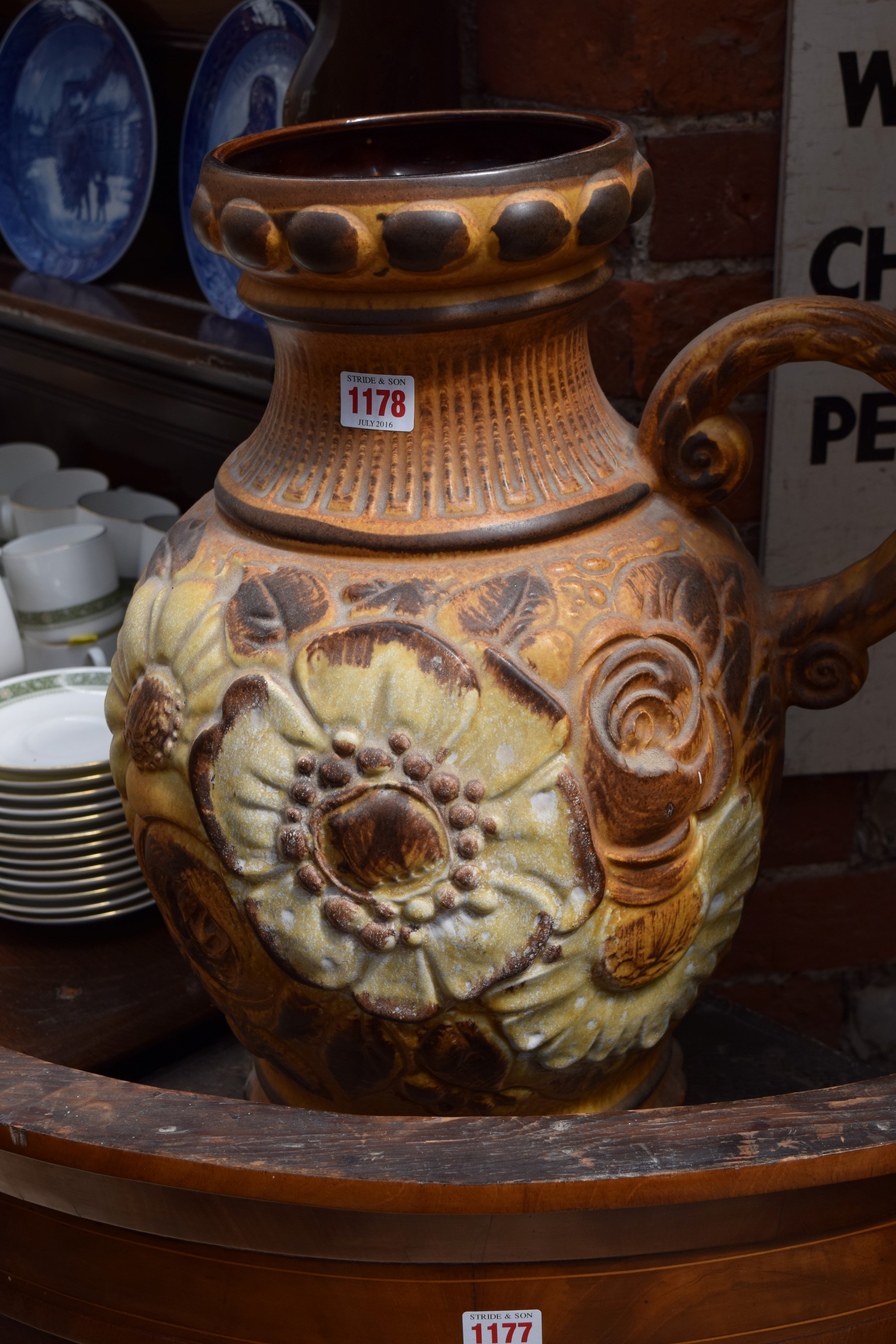 A large West German pottery jug, 46.5cm high.