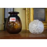 A Wallace Sanders glass ovoid vase, 8cm high; together with another indistinctly signed glass vase,