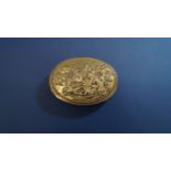 A 19th century Continental unmarked silver gilt and tortoishshell mounted oval snuff box,