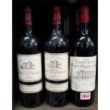 Four bottles of 1999 Chateau Le Pavillion de Boyrein Graves; a similar 2000 example;