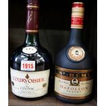 Two 70cl bottles of brandy, comprising: Courvoisier three star cognac; and St Remy Napoleon brandy.