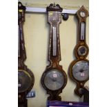 A 19th century rosewood and mother of pearl three dial wheel barometer, by W Ward, Watchmaker,