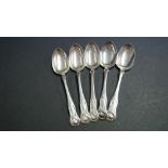 Five Scottish silver Kings pattern dessert spoons, three by Mackay & Chisholm,