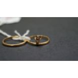 An 18ct gold interlocked engagement ring set small diamond with matching wedding band, 3.